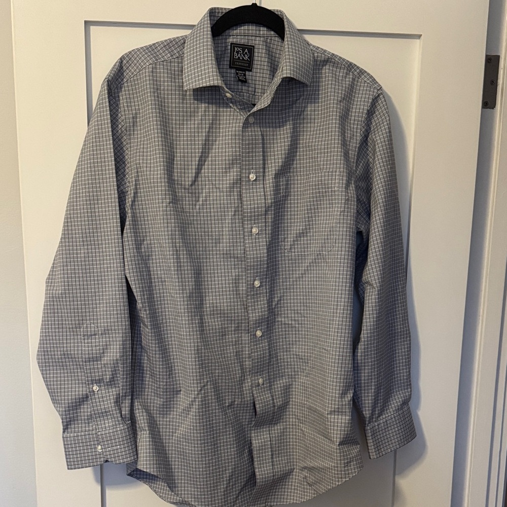 Jos. A. Bank Blue and White Plaid Shirt
